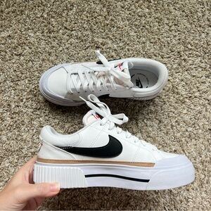 Nike Women Court Legacy Lift White Black Casual Platform Shoe DM7590-100